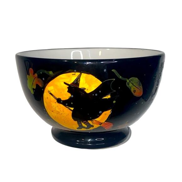 Certified International Black/Orange Halloween Ceramic Candy Bowl - Picture 1 of 5